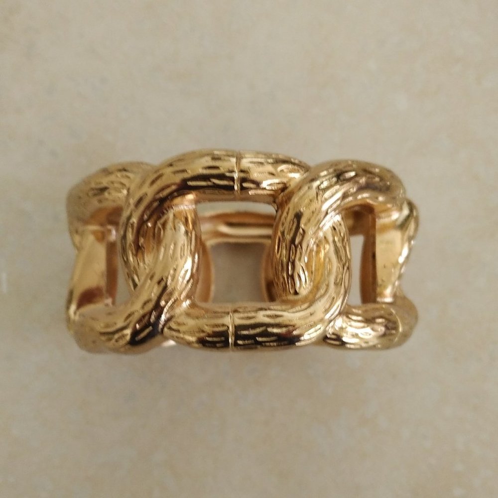 Goldtone Large Linked Hinged Bangle Bracelet